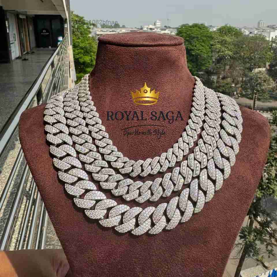 Cuban Link Chain 12Mm - Maßgefertigte 12mm/15mm/18mm 925 Silber Moissanit Kubanische