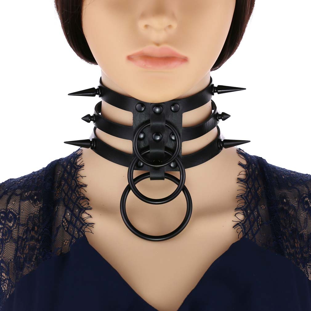 Goth Punk Spike Choker - Modische Damen- und Herren-Halskette aus schwarzem