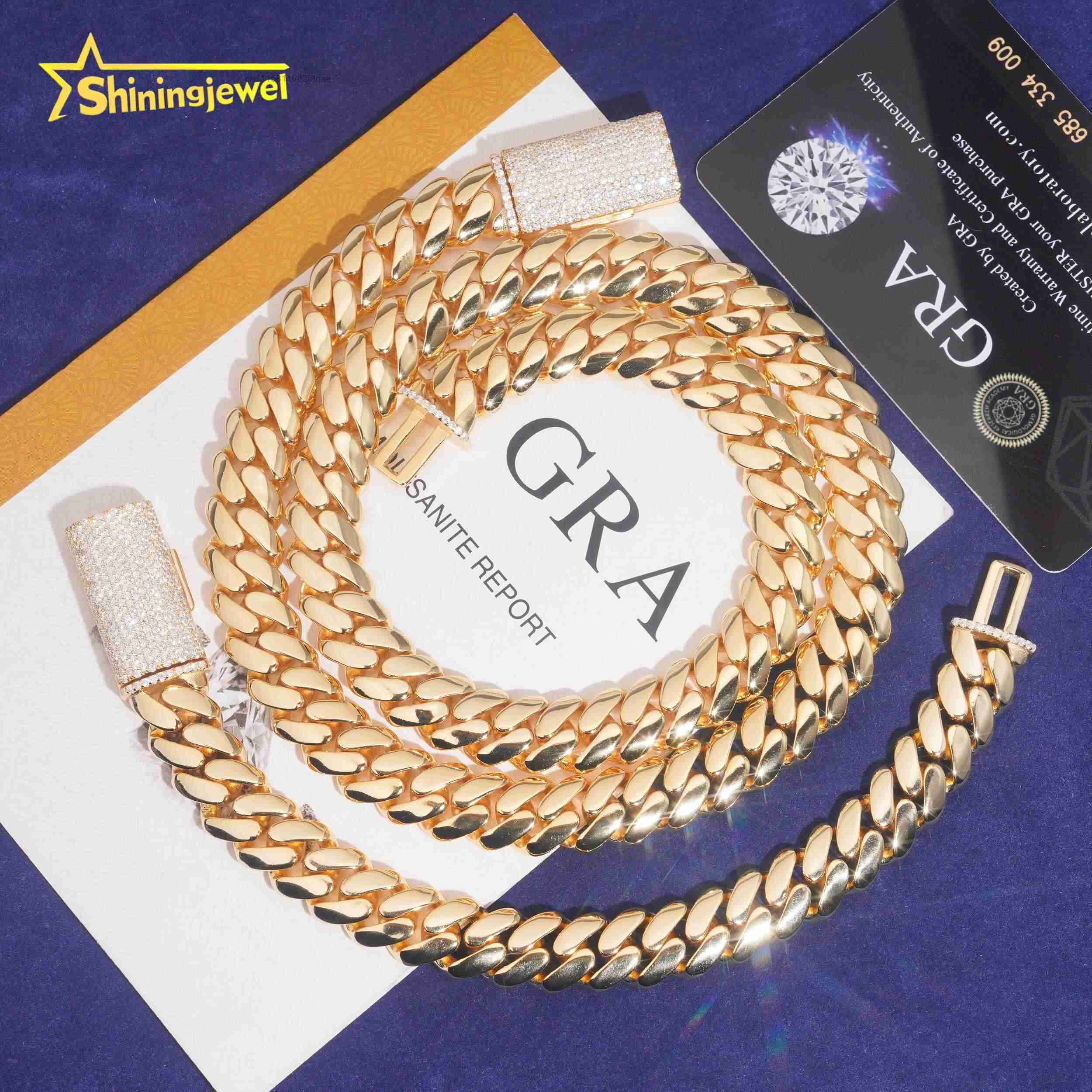 Cuban Link Chain 12Mm - 925er Silber, 12mm, vergoldet, schlichte kubanische