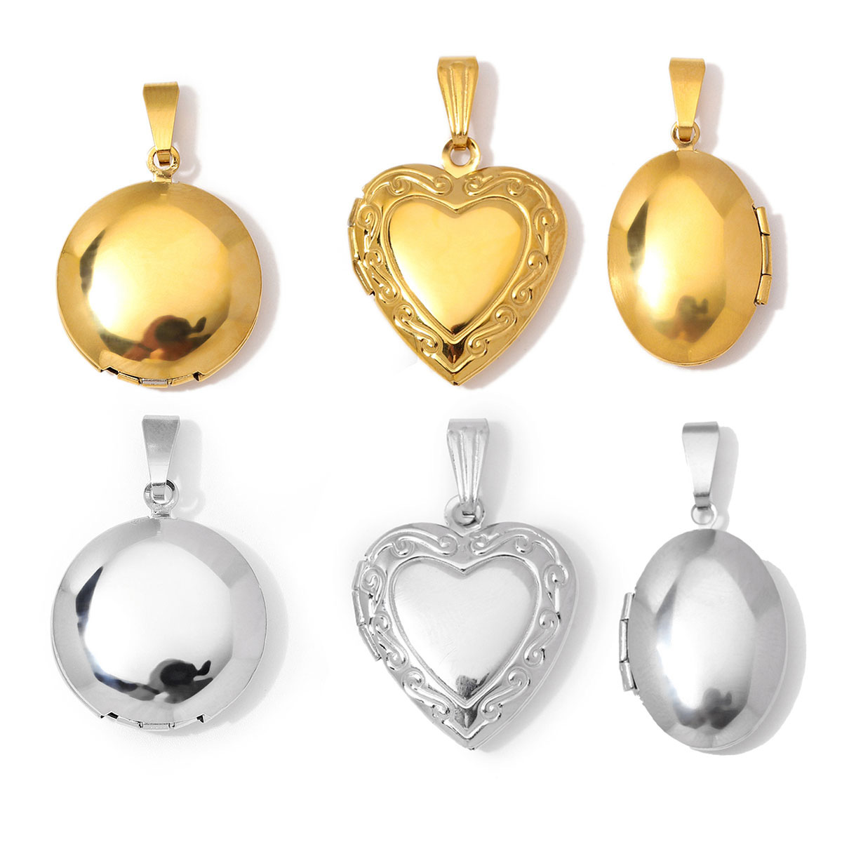 Heart Locket Necklace Photo - 3 Stück/Los Großhandel Edelstahl Runde Ovale