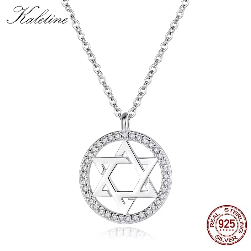 925 Sterling Silver Chain Necklace Men - KALETINE Jüdische Magen Davidstern 925 Sterling