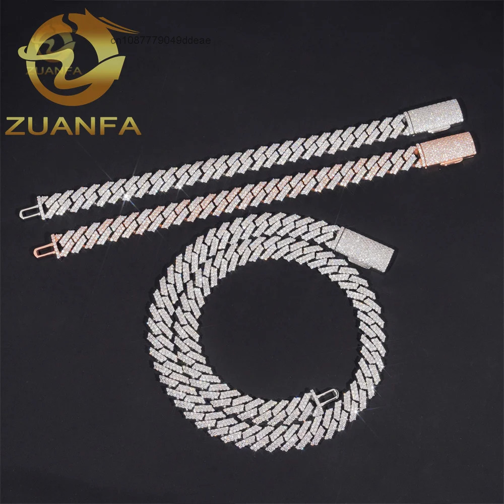Cuban Link Chain 12Mm - 2Reihige 12mm Moissanit Hip-Hop-Schmuck 925 Sterling