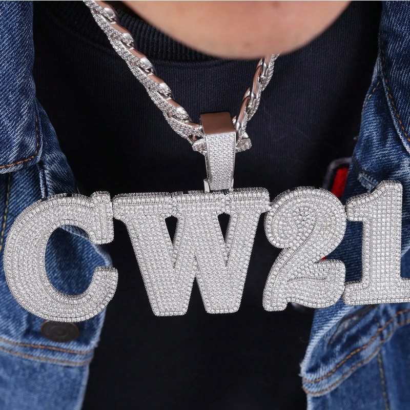 Cuban Link Chain 12Mm - Personalisierter Anhänger mit Buchstaben und Zahlen