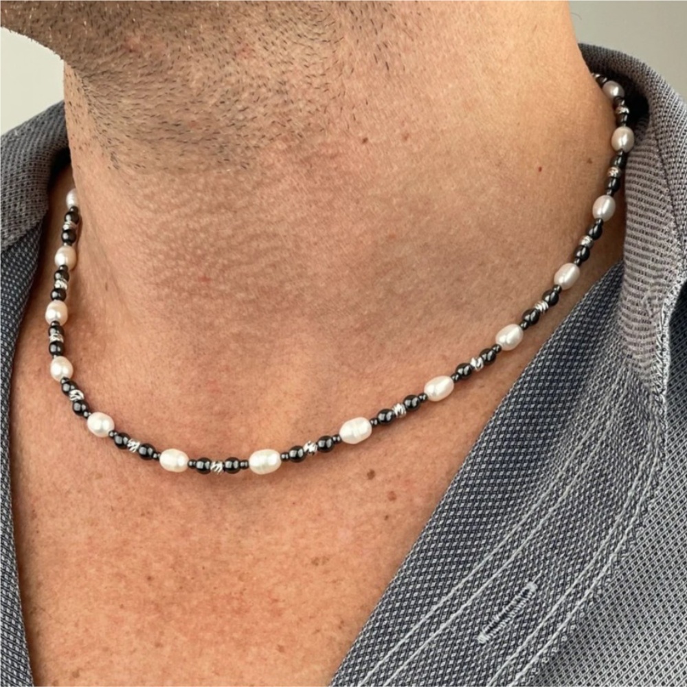 Retro Schwarz Naturstein Baroc – Pearl Choker Necklace Vintage Bewertung und Preis